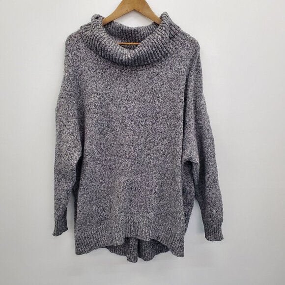 Old Navy Womens Gray Cowl Neck Pullover Knit Sweater Plus 2XL Cotton Blend - Picture 1 of 10